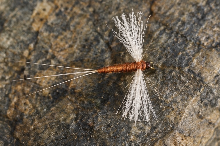 Rusty Spinner dry fly close-up collage, Upper Delaware River fishing report fly of the week